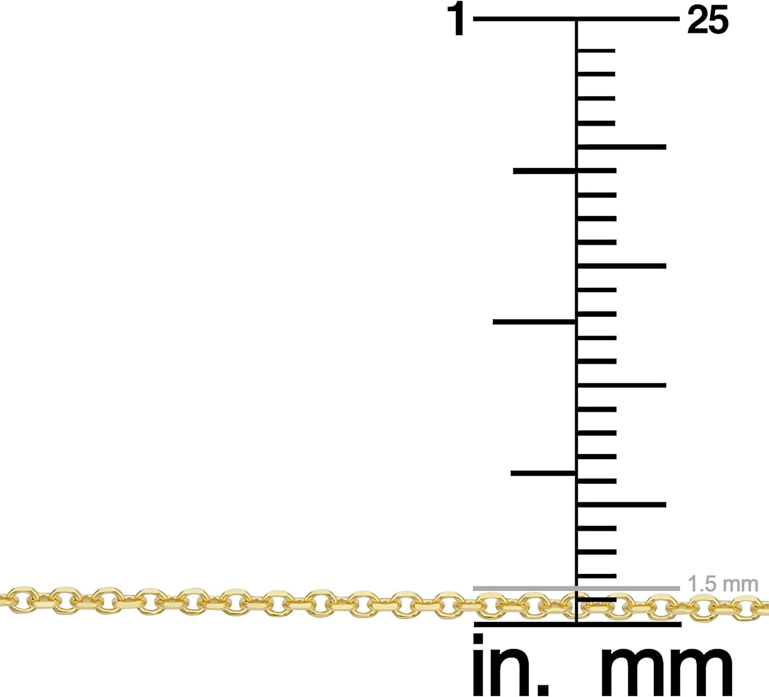 Kooljewelry 14k Yellow Gold 1.5 mm Diamond-cut Cable Chain Necklace (16, 18, 20, 22, 24 or 30 inch)