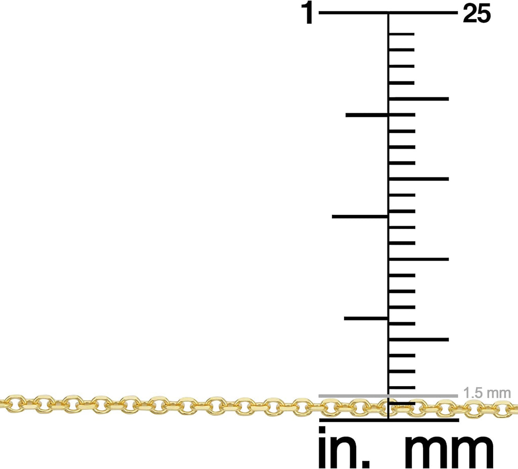 Kooljewelry 14k Yellow Gold 1.5 mm Diamond-cut Cable Chain Necklace (16, 18, 20, 22, 24 or 30 inch)