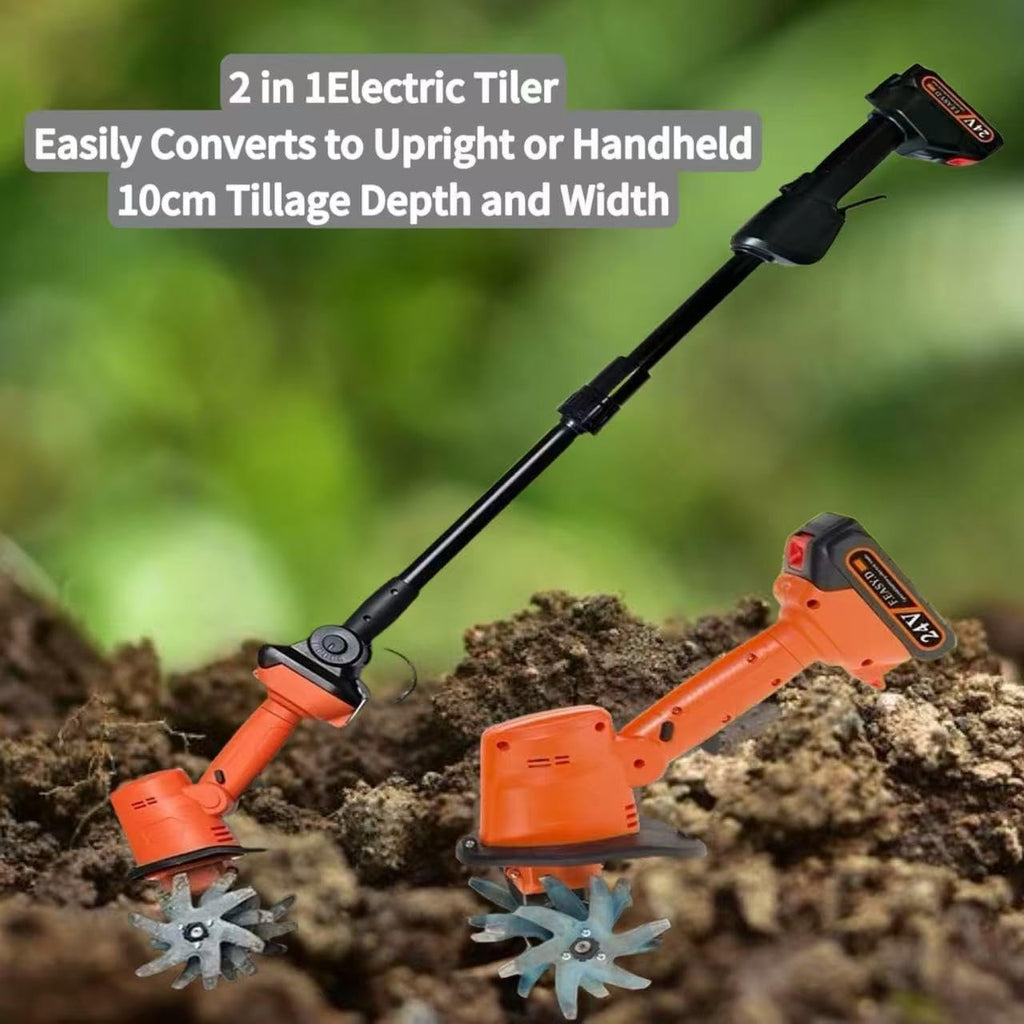 21v Cordless Electric Garden Tiller,Electric Garden Rotavator, 235rpm,10cm Tilling Width,10cm Working Depth,Cultivator & Rotavator,for Garden,Vegetable Field,Greenhouse,Orc