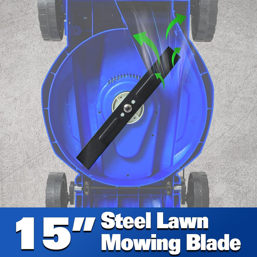 BILT HARD 15' Corded Electric Lawn Mower, 11A Motor 3300RPM Push Mower with 35L Grass Bag, 5 Height Adjustments (1'-3'), Lightweight & Foldable Handle for Small Yards