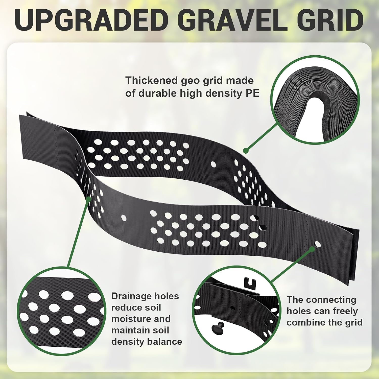 Gravel Grid 9x34 FT with 20Pcs Landscape Staples, 3'' Thick Geogrid Ground Grid 2200 lbs per Sq Ft Erosion Control Geo Grid for Driveway, Walkway, Horse Paddock, Patio, Parking Lot, Slope