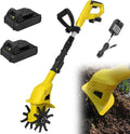 Cordless Electric Tiller Cultivator with 2 x 2.0Ah Batteries Charger, 10cm Tilling Width, 17cm Depth for Lawn Care, Gardening, and Soil Preparation