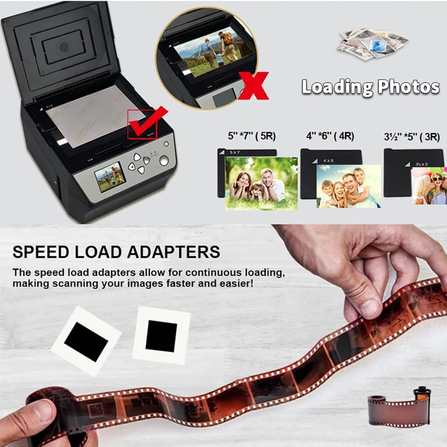 Digital Film & Slide Scanner, All-in-One 22MP Film Scanner, Convert Color & B &W 35mm, 110Film Negatives Slides/Photo/Document/Business Card to JPEG Digital Photos,Black