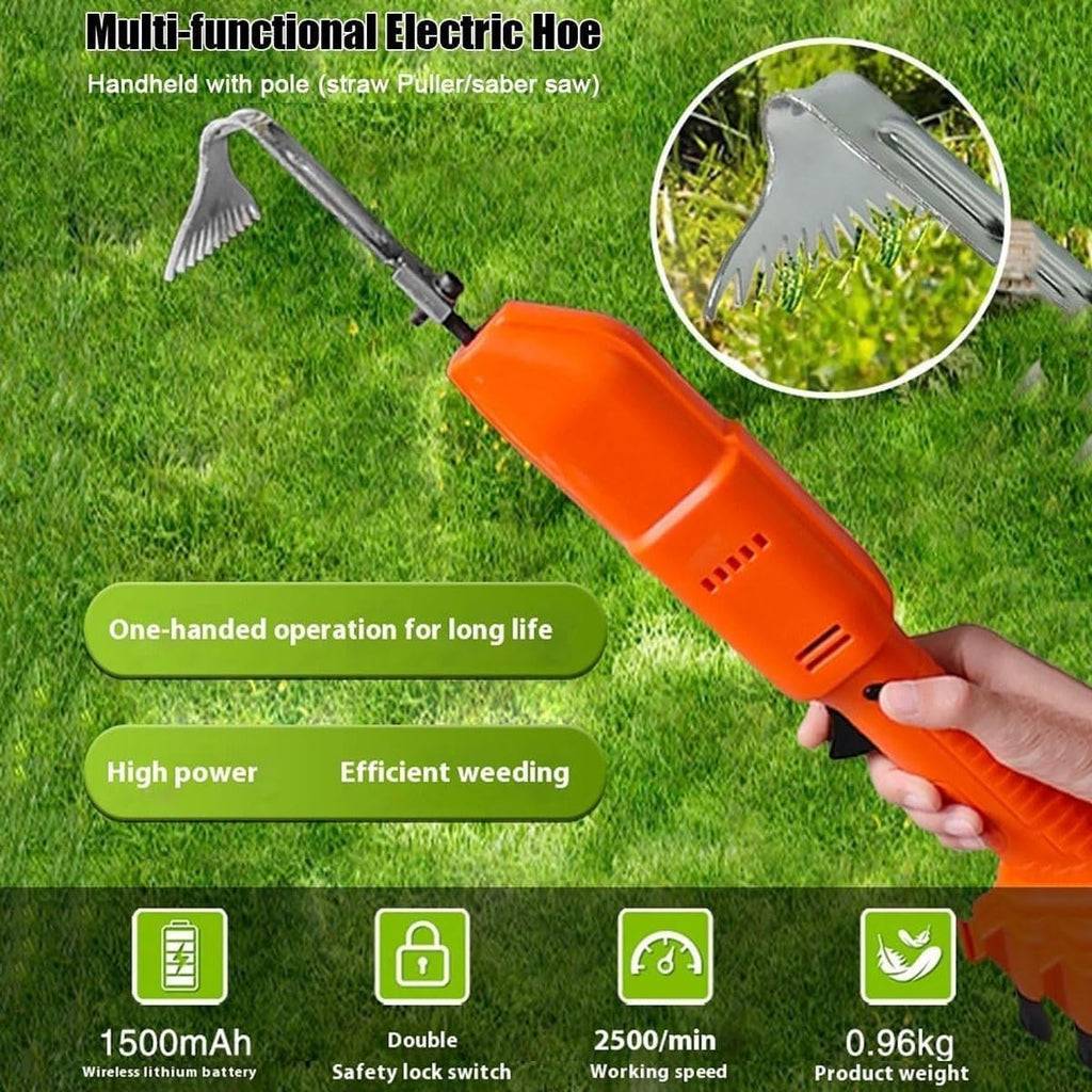 2-in-1 Cordless Tiller Cultivator with Electric Digging Hoe,Electric Garden Lightweight Rotavator with Telescopic Pole and 2 Batteries,10Cm Tilling Width & Depth,for Gardening