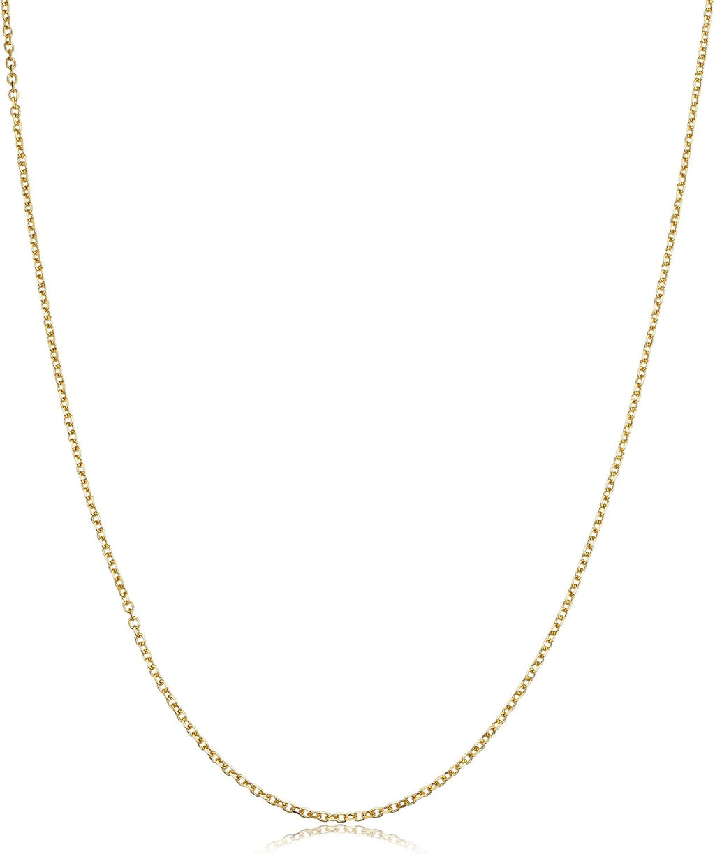 Kooljewelry Womens 14k Yellow Gold Cable Chain - Diamond-Cut Necklace