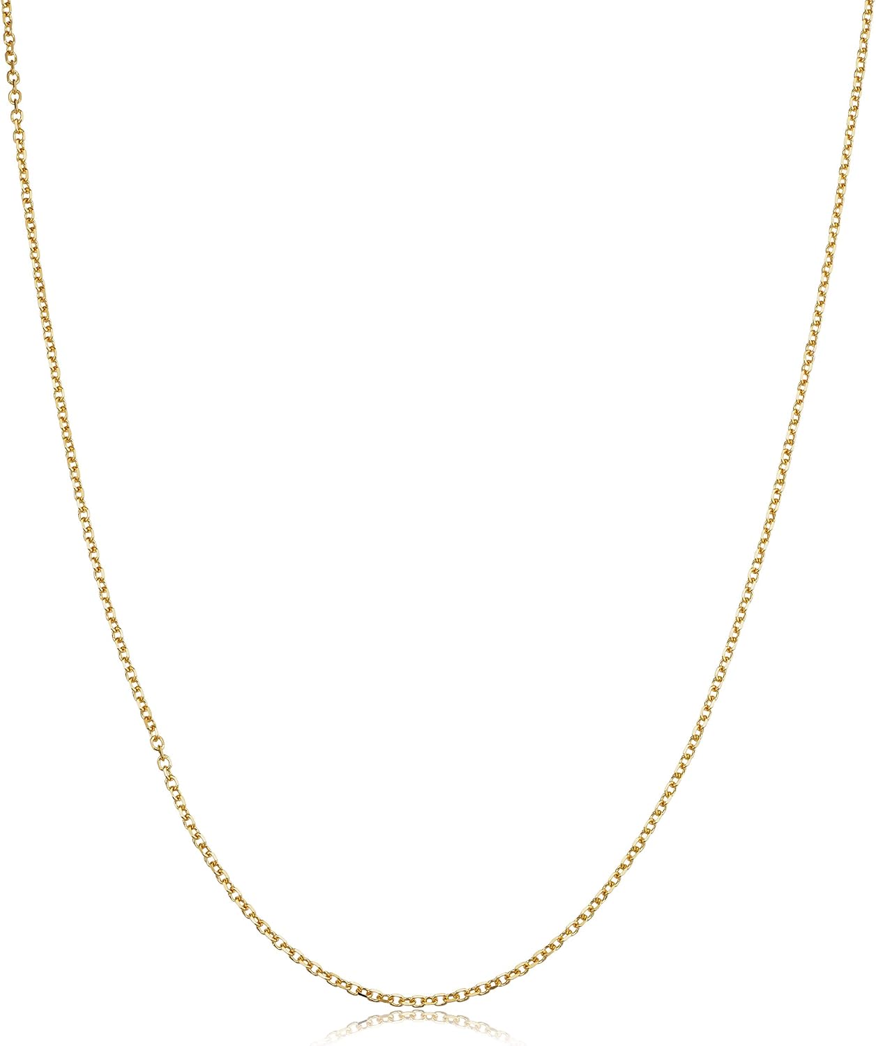 Kooljewelry Womens 14k Yellow Gold Cable Chain - Diamond-Cut Necklace