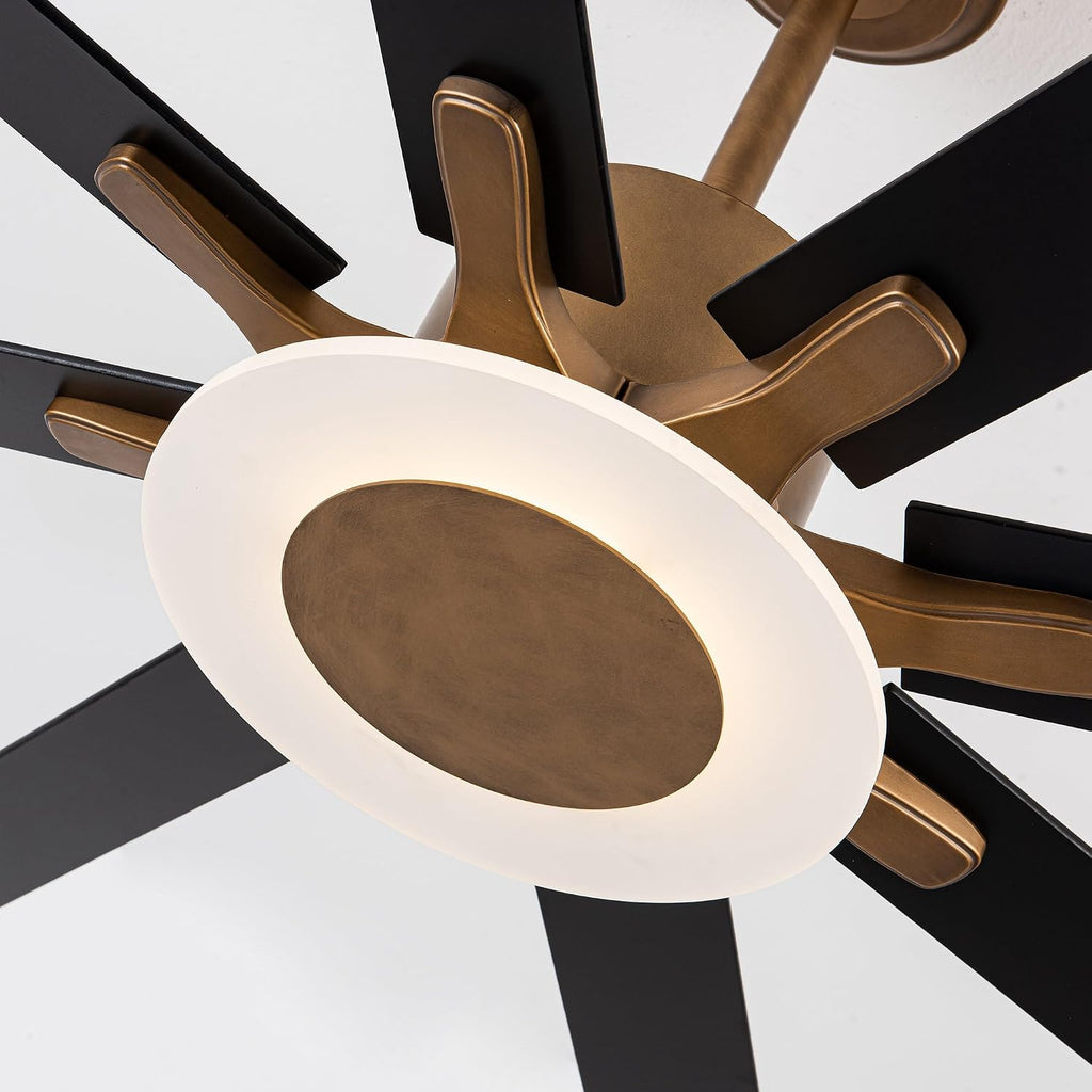 65'' Ceiling Fan with Light and Remote, Large DC Motor Fan, 6 Reversible Blades, 18W LED 3000K–5000K, Matte Black & Antique Brass Modern Ceiling Fan for Living Room Patio