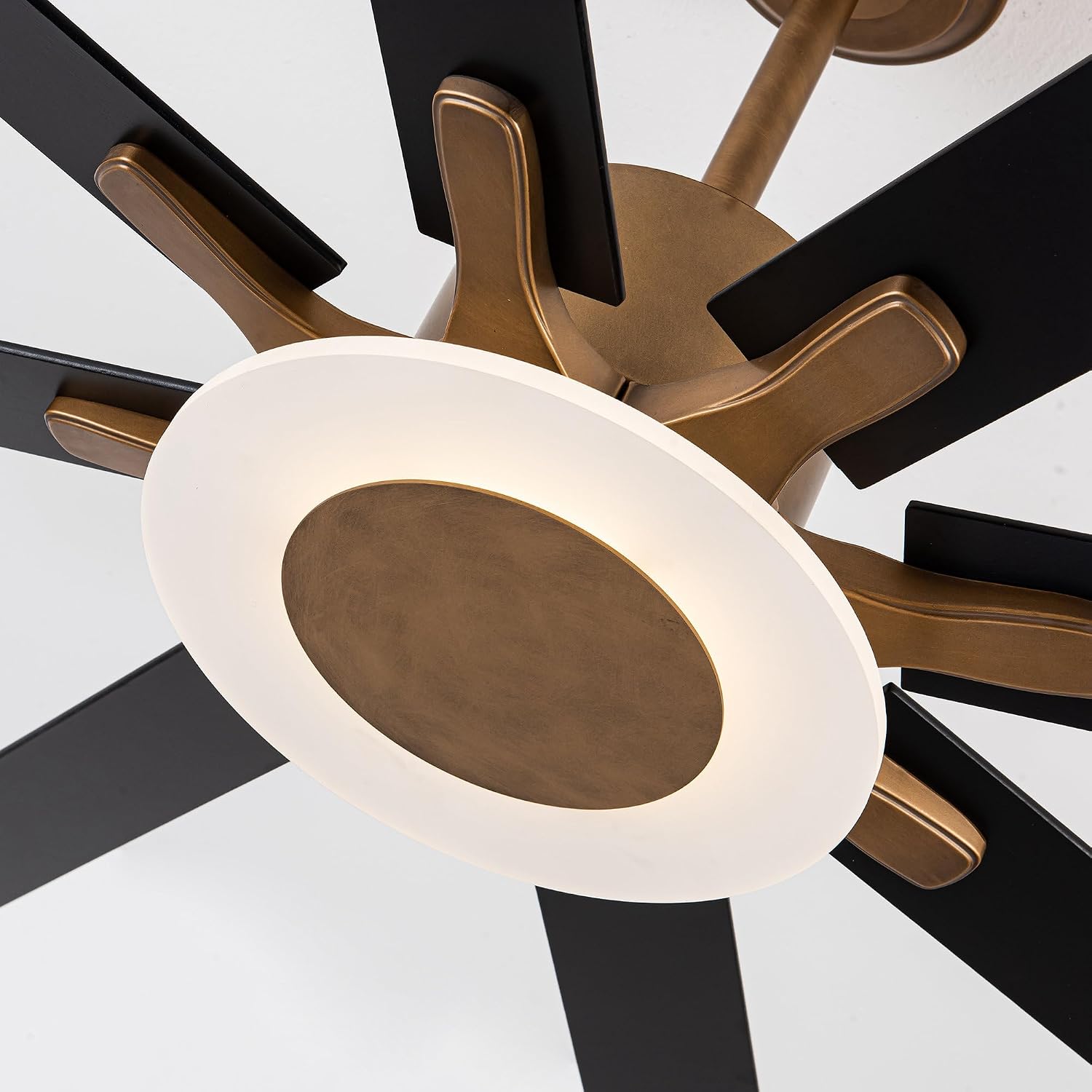 65'' Ceiling Fan with Light and Remote, Large DC Motor Fan, 6 Reversible Blades, 18W LED 3000K–5000K, Matte Black & Antique Brass Modern Ceiling Fan for Living Room Patio