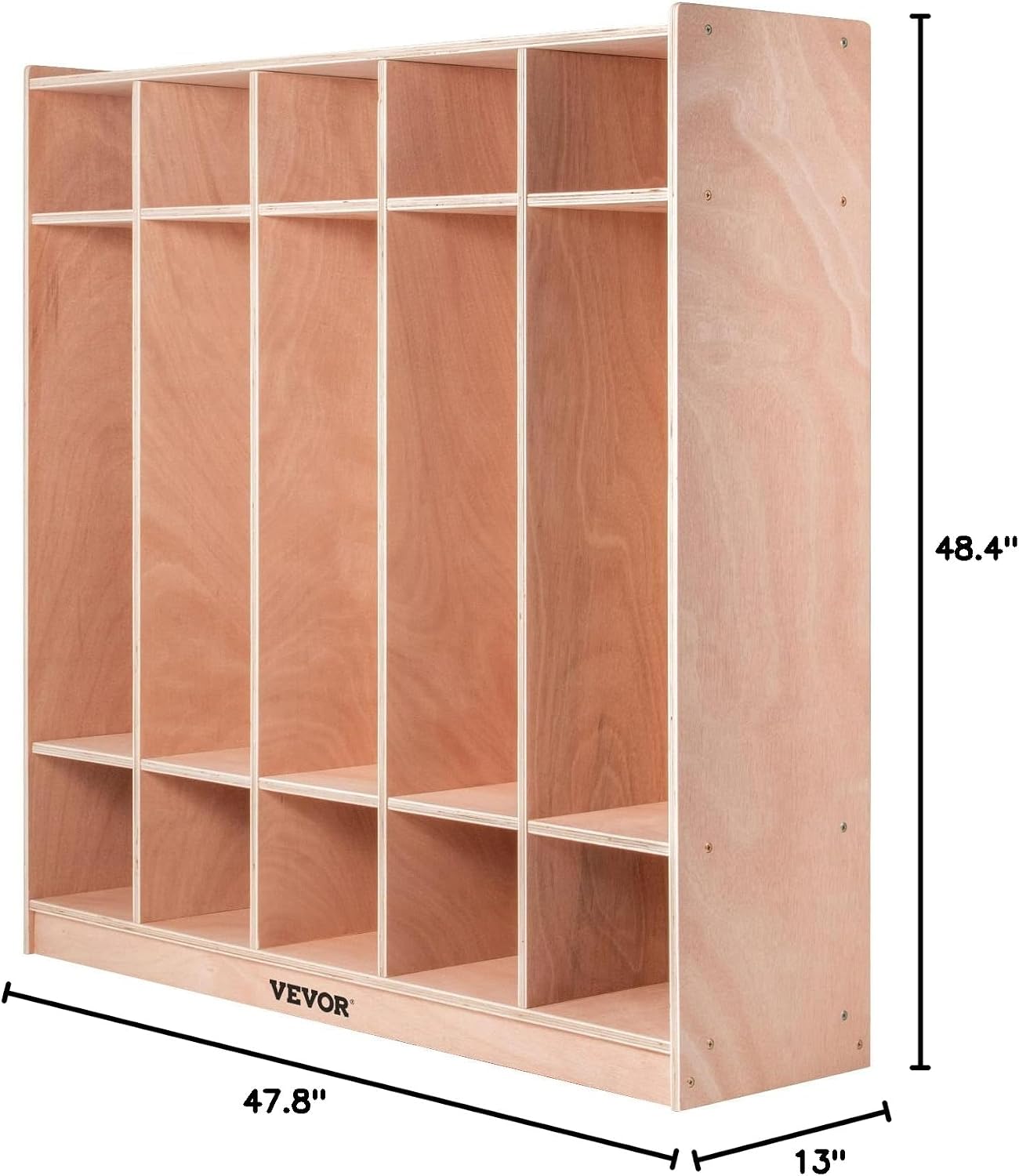 Happybuy 5-Section School Storage Locker, Wooden Storage Cabinet with 4 Casters, Classroom Cubbies for Storage, 15mm Thick Plywood Locker for Home, Office, School,Gym, Kindergarten