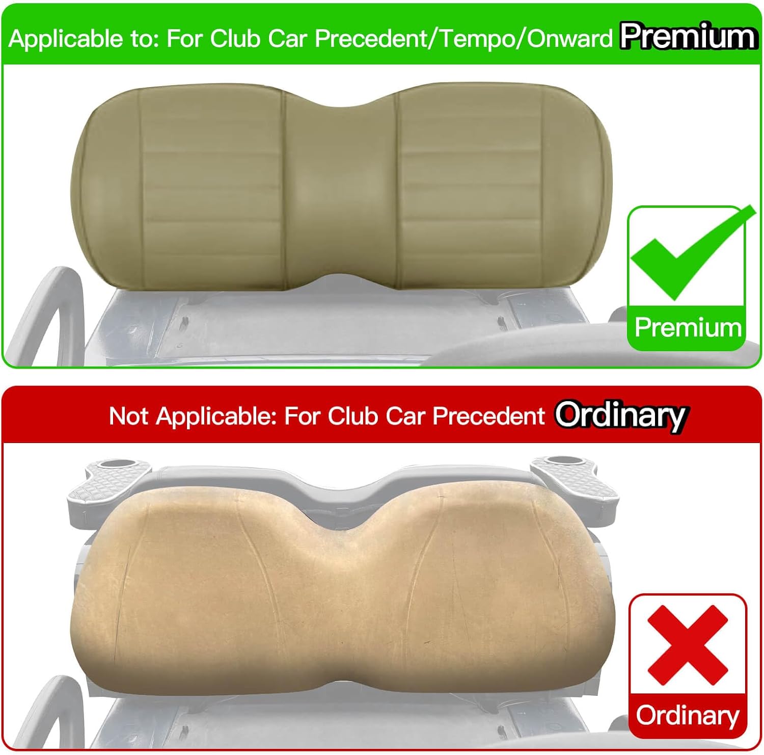 NOKINS Golf Cart Diamond Front&Rear Seat Covers Kit, Front Seat Covers Fits Club Car Precedent/Tempo/Onward Premium Seat Cushion, Rear Seat Covers Fits Aftermarket Standard Cushion(Brown&Brown 8438)