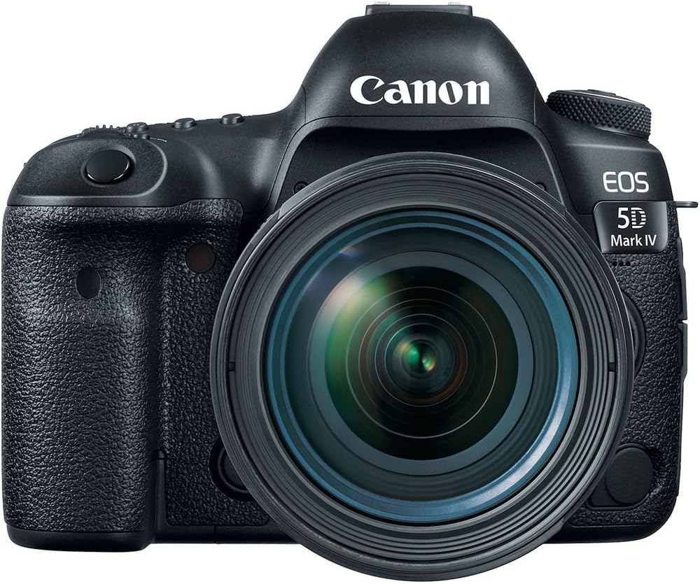 Canon EOS 5D Mark IV DSLR Camera with 24-70mm f/4L Lens (1483C018) + Canon EF 75-300mm f/4-5.6 III Lens (6473A003) + 4K Monitor + Pro Mic + 2 x 64GB Memory Card + Color Filter Kit + More