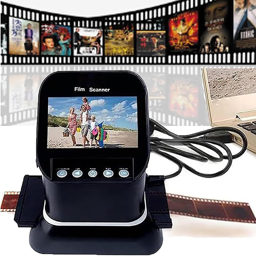 Digital Film Scanner, with 4.3'' LCD Screen, Converts 35mm, 135, 126, 127 Films/Slides/Negatives to JPEG Digital Photos, Supports Image Preview, Playback, and Editing Functions