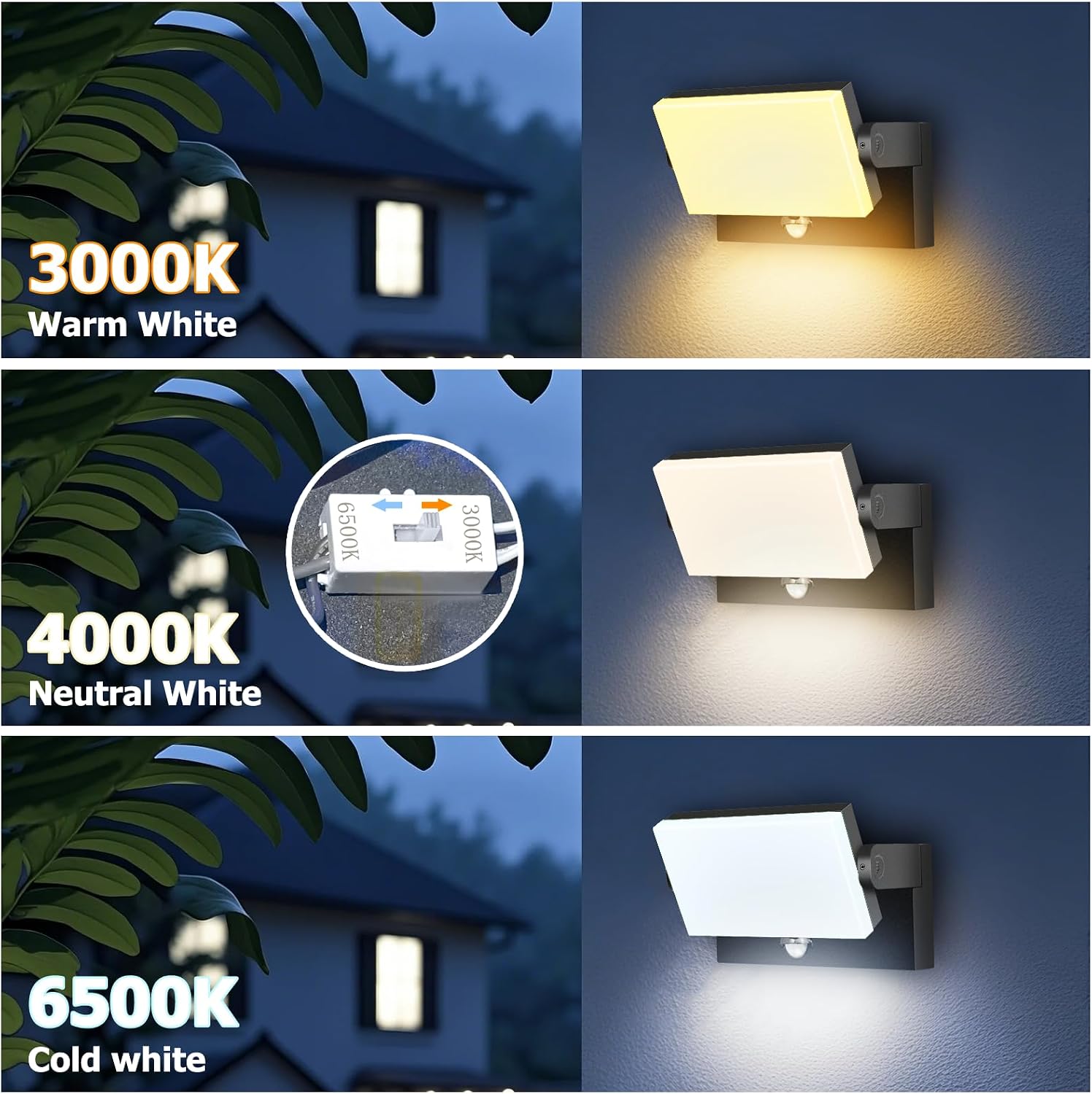 rosykite 40W LED Wall Pack Lights Outdoor Motion Sensor,360 °Rotation 5000K 6000K 4000K Selectable Exterior Flood Lighting Fixture Sconce for Porch Garage Patio