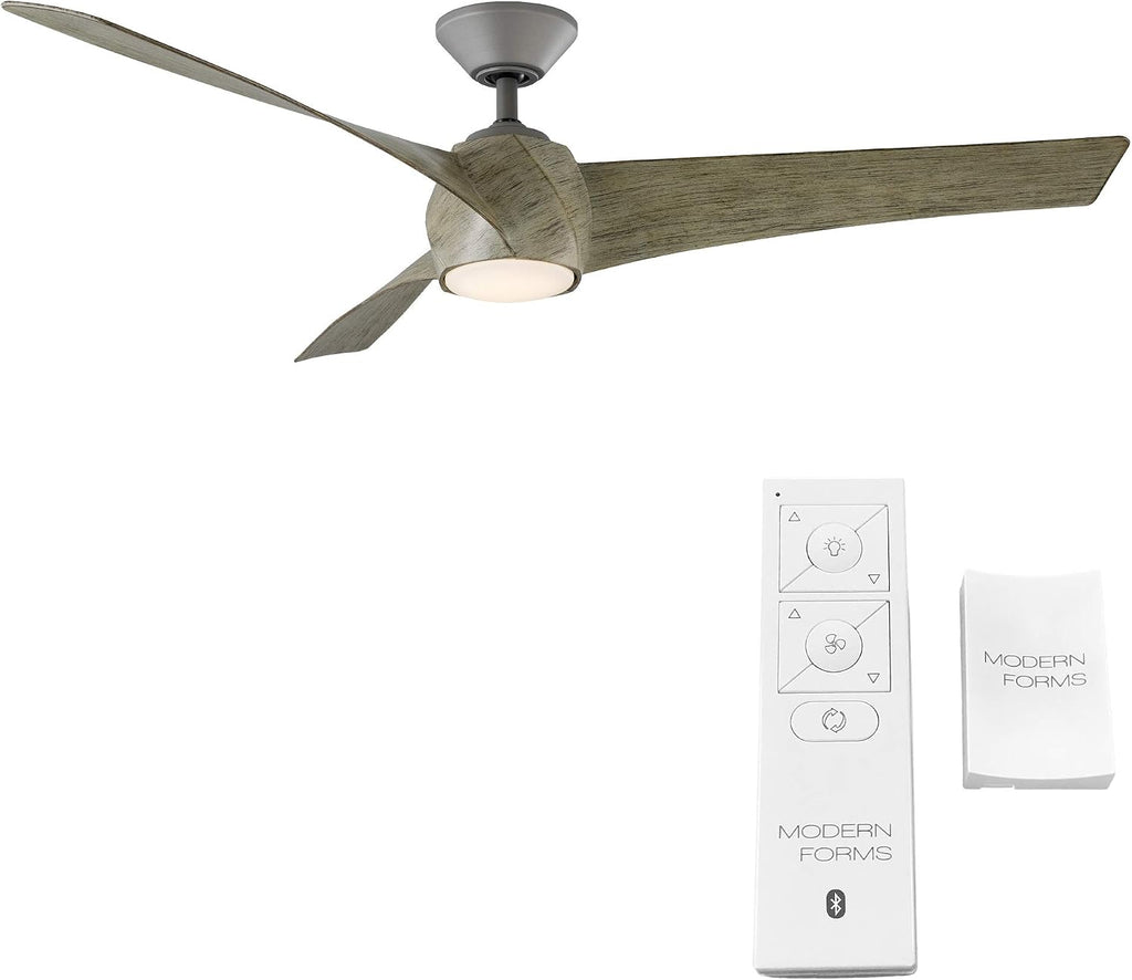 Twirl Smart Indoor and Outdoor 3-Blade Ceiling Fan 58in Graphite Weathered Wood 3500K LED Light Kit and Remote Control works with Alexa, Google Assistant, Samsung Things, and iOS or Android App