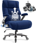 Big and Tall Office Chair 700lbs- Executive Desk Chair with Adjustable Lumbar Support 3D Flip UP Arms- Heavy Duty Quiet Wheels Metal Base Ergonomic Computer Chairs, Blue