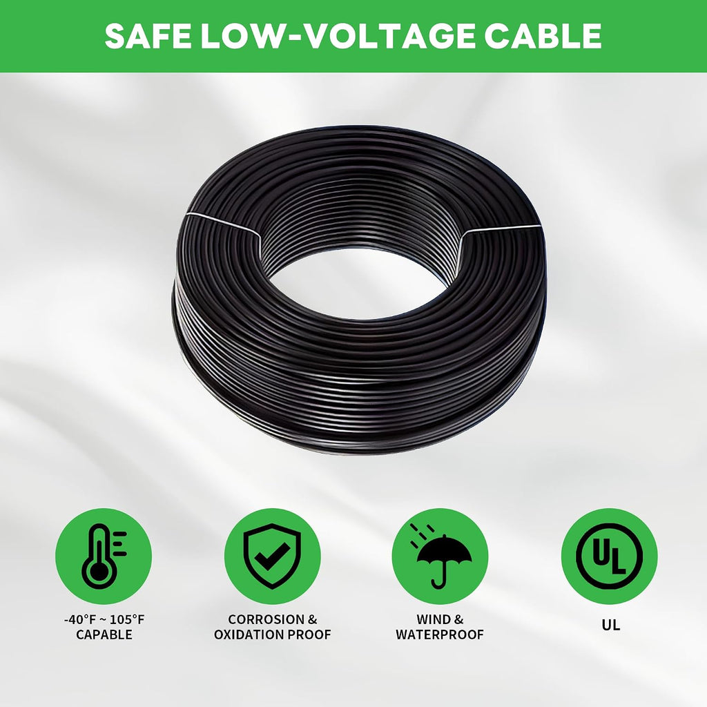Black LED Outdoor Spotlights Kit, 6 Pack Low Voltage Landscape Lighting and 100W Transformer and 100FT Cable and 30 Wire Connectors, Aluminum Waterproof Uplights for House Garden Lawn