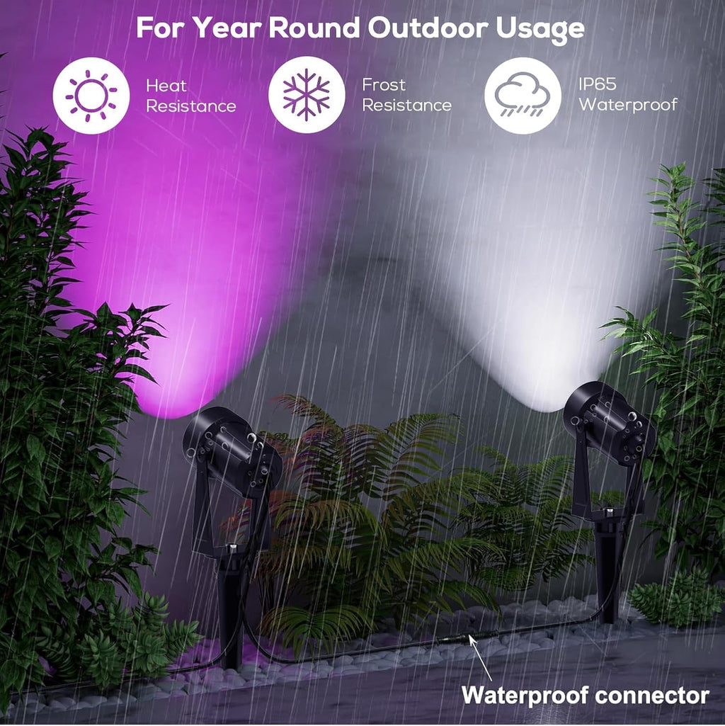 SUNTHIN RGBW Color Changing Spotlights 8 Pack with 4pcs 6.5FT Extension Cord with 3-Pin for RGBW Outdoor Landscape Spotlights