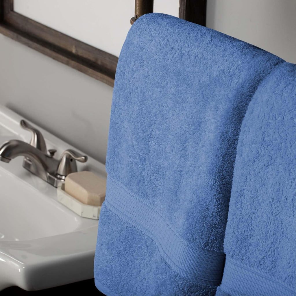 SUPERIOR Egyptian Cotton Ultra Plush & Absorbent, 10 Piece Set, Denim Blue | Quick Dry, Soft Luxury Towel Set, Bath Essentials, Guest Bath, Spa, 2 Bath, 4 Hand, 4 Face Towels, Madeline Towels