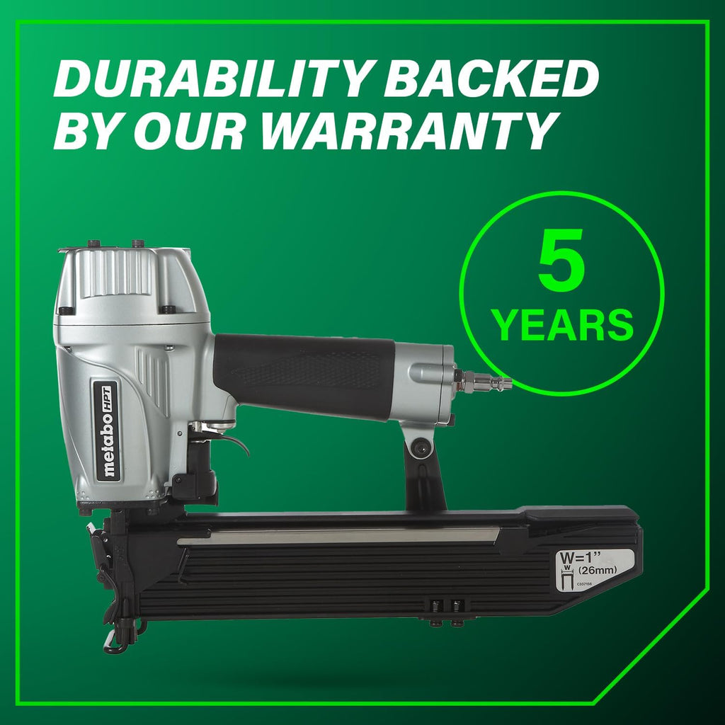Metabo HPT Wide Crown Stapler, Pro-Preferred Pneumatic Power Nailers, Lathing Tool for Sheathing & Insulation, Quick Response, 16 Gauge, Up to 150 1' Wide Crown Staples, Length 1' to 2', N5024A2