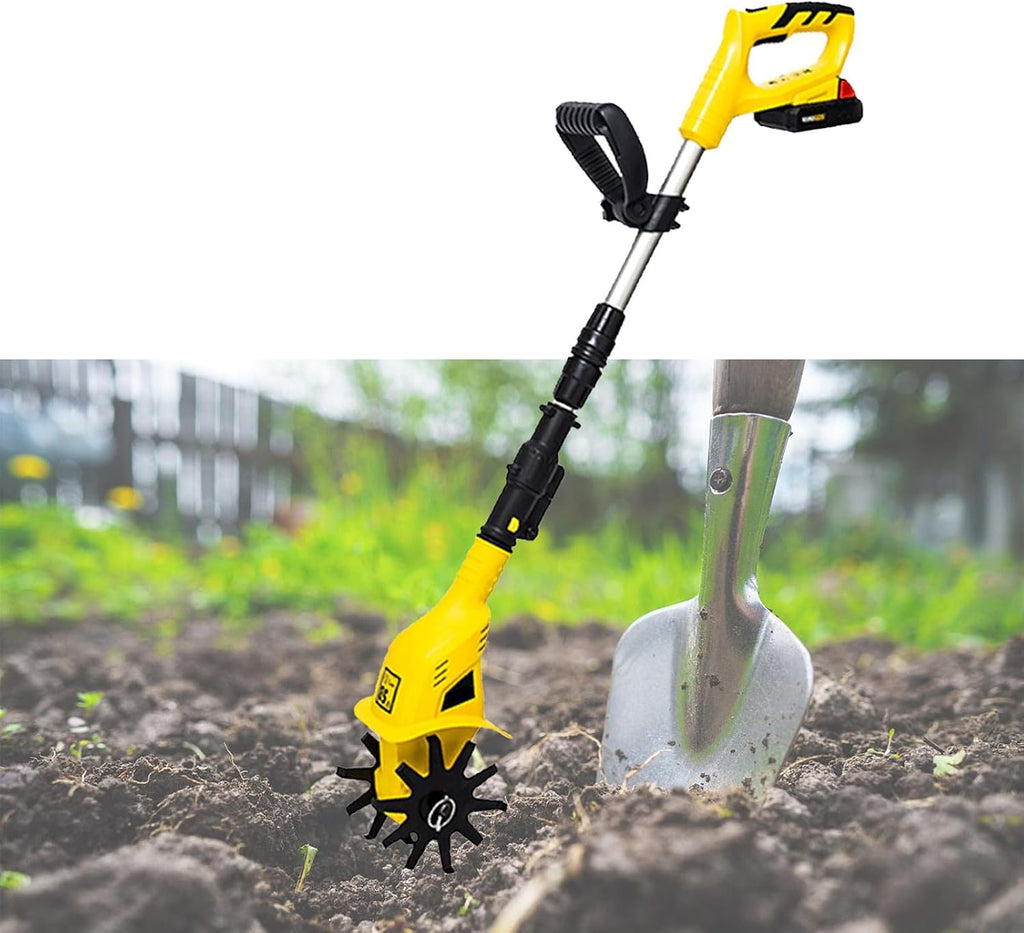 20V Cordless Tiller Cultivator, Electric Garden Tiller, 4 inch Wide Battery Powered Garden Cultivator, Cultivators for Gardening, Battery Powered