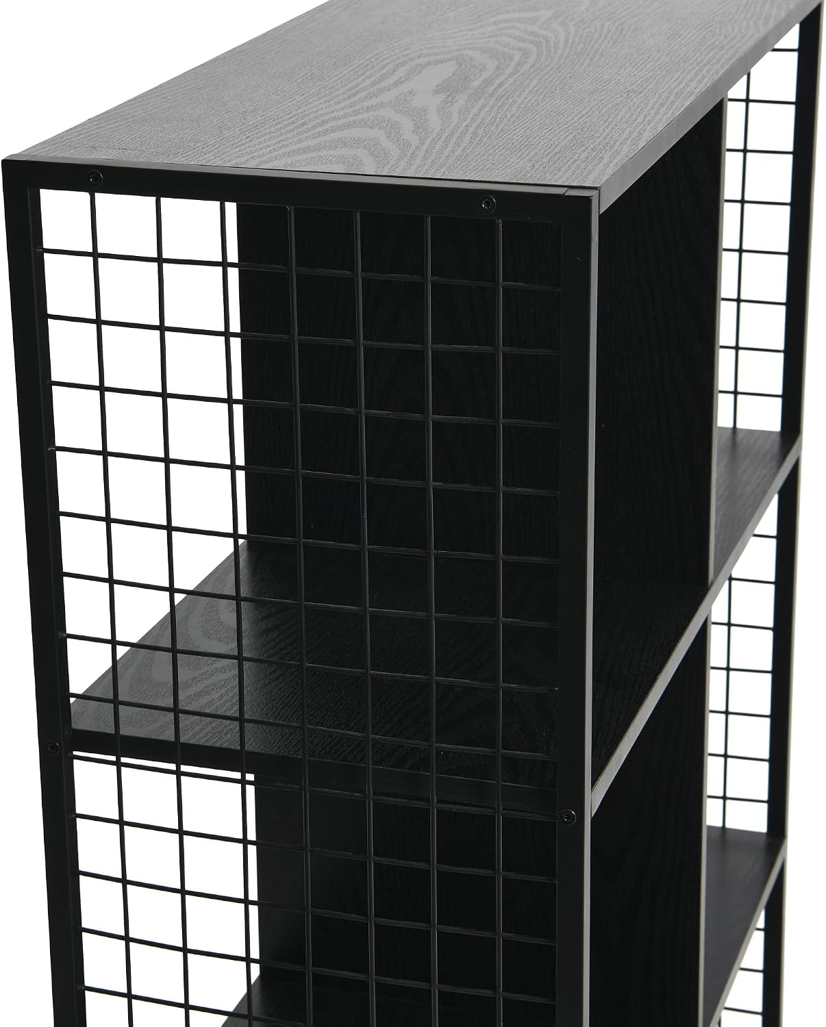 Household Essentials Black Oak & Iron Six Cube Wall Shelf