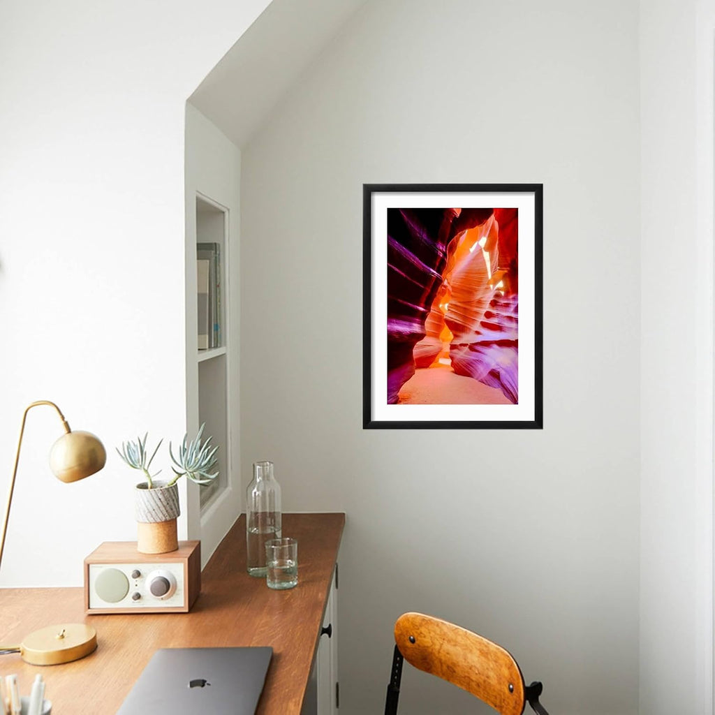 ART.COM Framed Wall Art Prints Arizona, Page, Upper Antelope Slot Canyon. Canyon Scenic by Jaynes Gallery, Scenic Decor, 12' x 18', Black Frame with White Mat