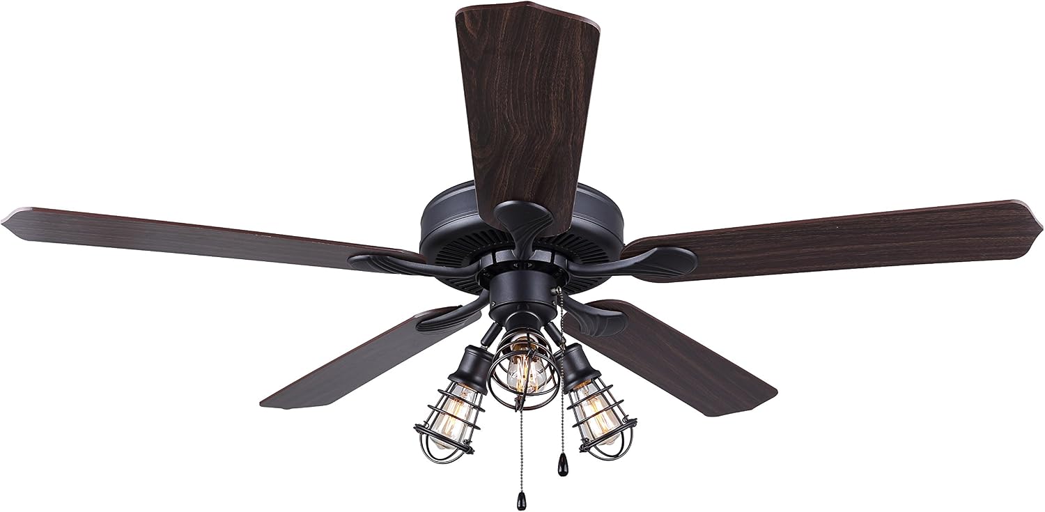 CANARM CF52OTT5GPH Otto 52' Ceiling Fan with 5 Rev Blades Silver Oak/Walnut 3 Light