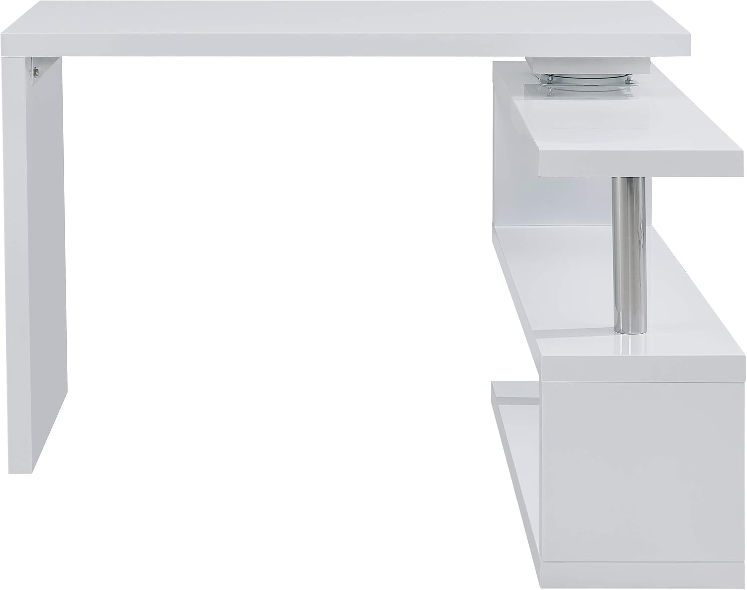 SEI Furniture Yates Multifunctional Corner/L Desk w/ Shelves, White-chrome