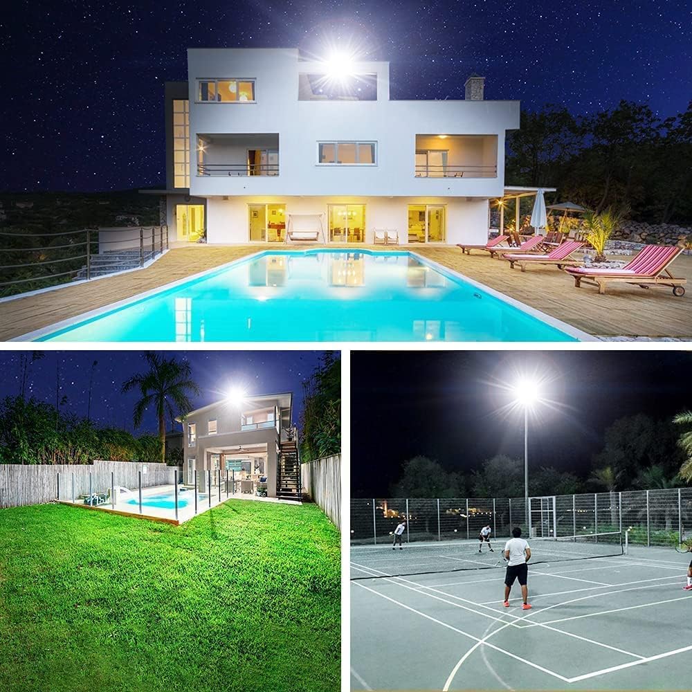 YANYCN 2 Pack 800W LED Flood Light Outdoor,3750W Equivalent Super Bright FloodLight with Plug,88500LM 5000K Daylight White IP66 Waterproof Commercial Lighting for Sports Fields,Counts,Arena,Stadium