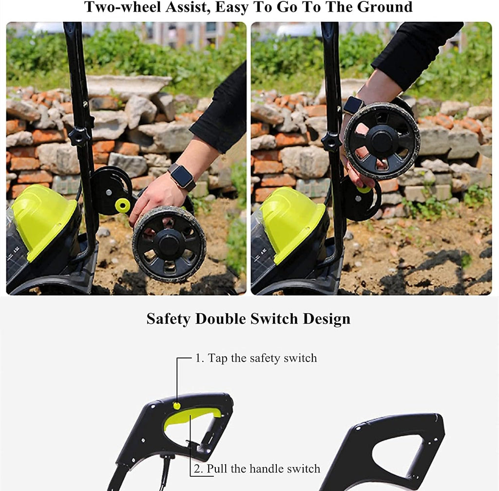 Electric Tiller Rotavator, 14-Inch 40-Volt Lithium-Ion Cordless Electric Tiller/Cultivator, 4Ah Battery & Charger Included, Electric Hoe