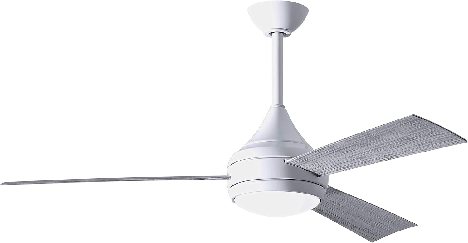 Matthews DA-WH-BW Donaire Outdoor Wet/Salt Water Rated 52' Marine-Grade Coastal Ceiling Fan with LED Light & Remote, Gloss White with Barn Wood Tone