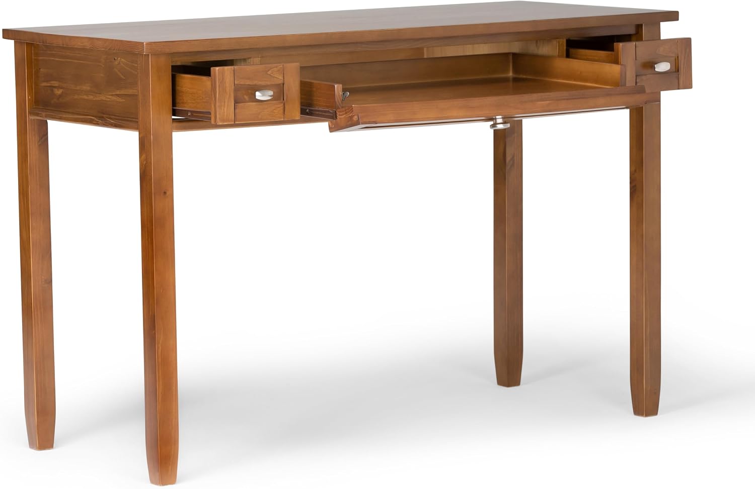 SIMPLIHOME Warm Shaker Desk and Bookcase Bundle - 48 inch Wide Solid Wood Transitional Desk with Drawers and 26 inch Wide 5-Shelf Bookcase in Light Golden Brown, Home Office Furniture (Set of 2)