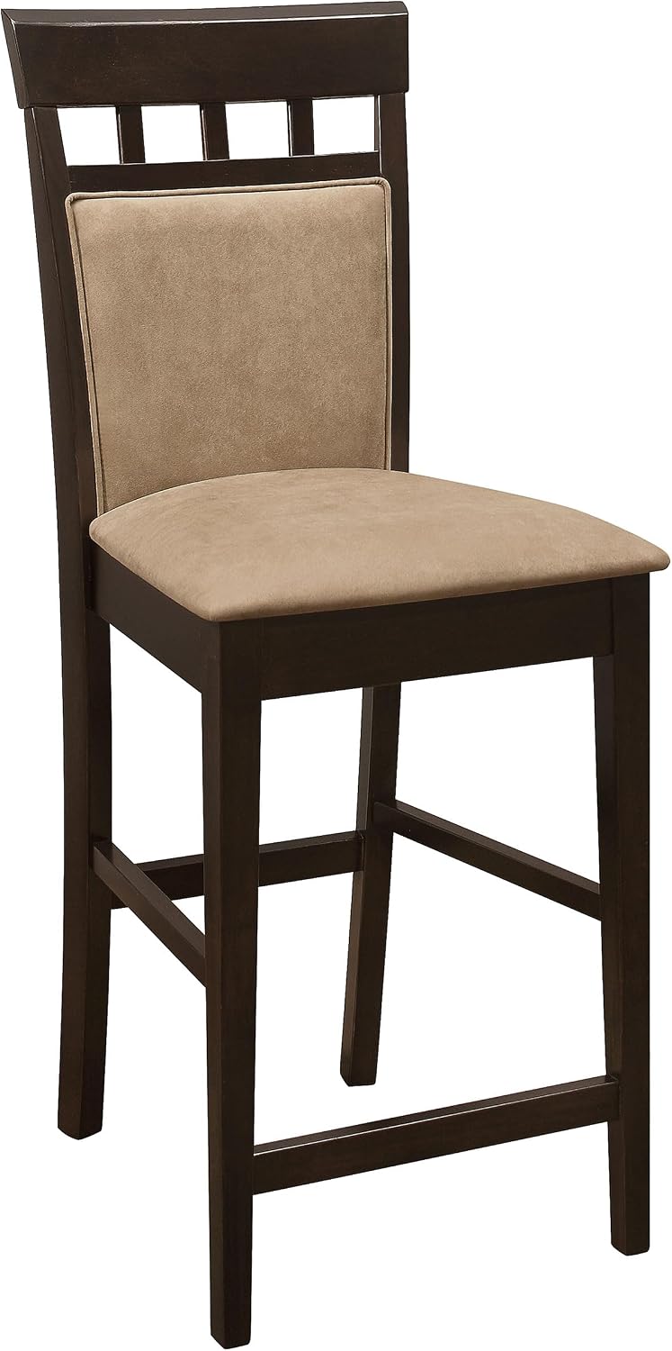 Coaster Home Furnishings - Gabriel - 7-Piece Counter Height Dining Set - Square Wood Table with Storage & 6 Upholstered Chairs - Dining Room & Kitchen - Cappuccino - 100438-S7A