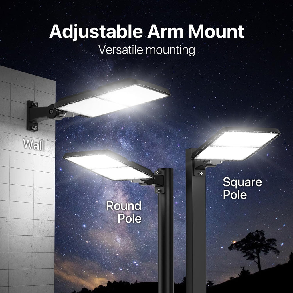 Kifflux LED Parking Lot Light Outdoor 300W 2Pack, AC120V Shoebox Lights 5000K Dusk to Dawn LED Outdoor Light Wall Mount Exterior Flood Light Commercial Area Lighting for Parking Lot