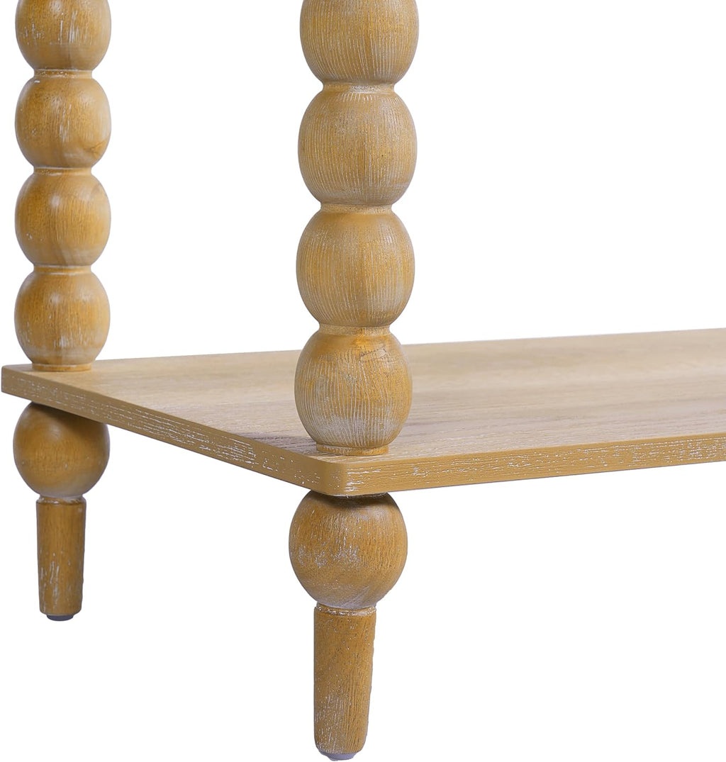 Christopher Knight Home Zeka Narrow Console Table with Storage, Wood Entryway Table with 2 Drawers and 1 Bottom Shelf, Retro Display Table with Unique Spherical Legs for Hallway, Living Room, Natural