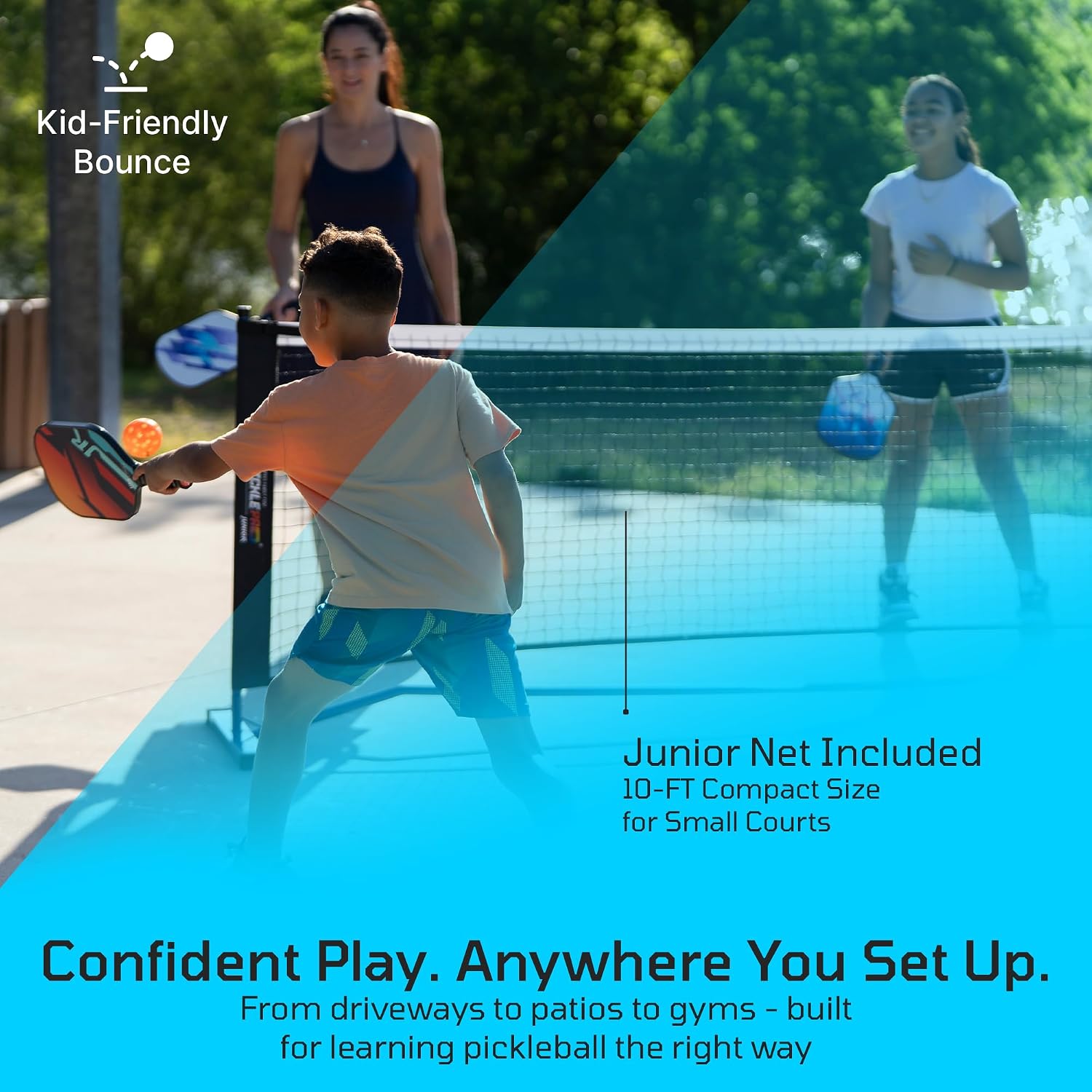 PicklePro Junior - Lab Tested 6+ Complete Pickleball Set with 10ft Net – Includes 4 Junior Paddles, Balls & Bag – USAP Approved Beginner Pickleball Kit