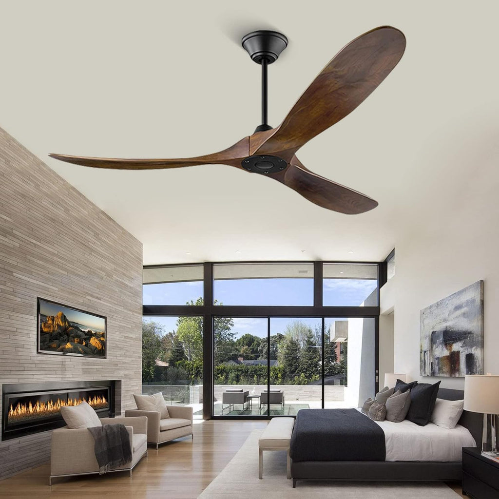 70 Inch Large Ceiling Fan no Light, Outdoor Ceiling Fans for Patios, High CFM Quiet Wood Walnut Ceiling Fan, Large Modern Interior Exterior Ceiling Fan for Farmhouse Porch Living Room