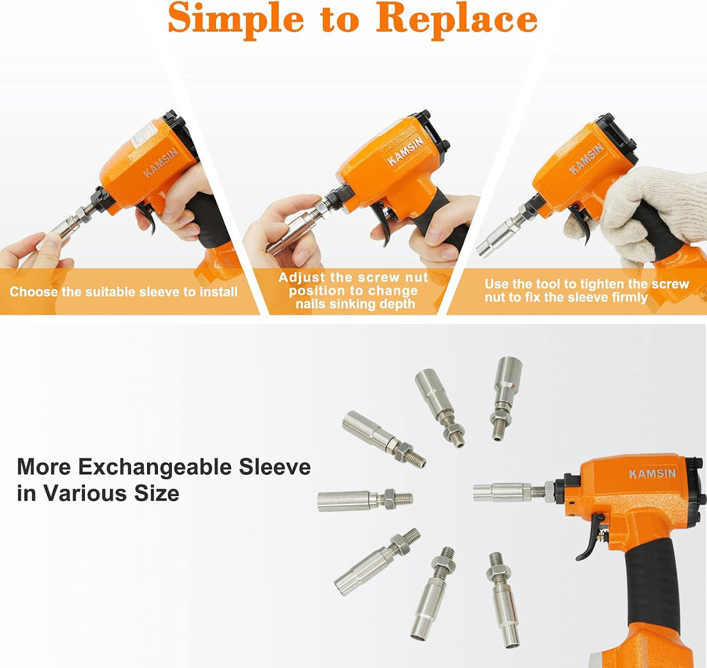 Muzzle Sleeves Fit Pneumatic Thumbtack Gun, 7 Barrel Sleeves for Different Tacks Head Diameter Used in Vintage and Antique Furniture, Decorating DIY Projects (7 Different Size of Sleeves)