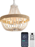 20' Rustic Beaded Chandelier Ceiling Fan with Lights, Remote & App Control, 6 Speed, 8-Lights Boho Fandelier, for Bedroom, Dining Room (Minimalist White)