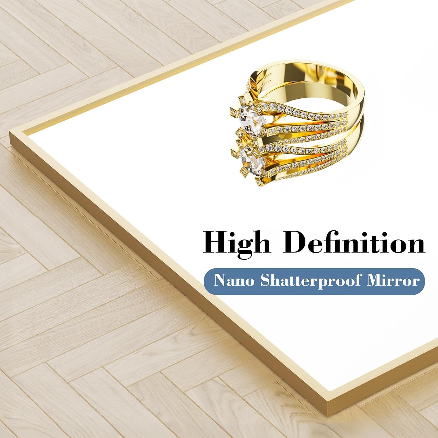 DUMOS 26'x68' Full Length Mirror with Stand, Floor Standing Aluminum Frame, Shatter-Proof Nano Glass for Bedroom, Living Room, Cloakroom – Modern Simple Home Decor,Can Be Hanging or Leaning, Gold