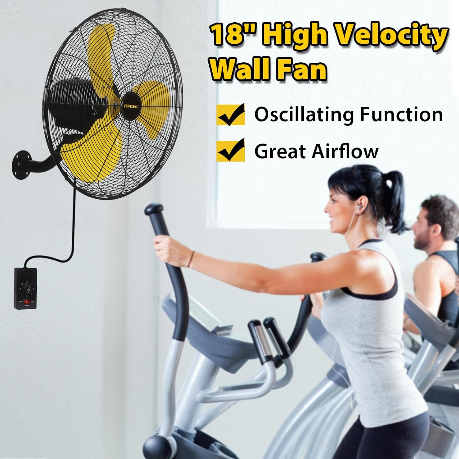VENTISOL 18 Inch Wall Mount Fan Oscillating, 4,200 CFM High Velocity Industrial Wall Fan for Indoor, Commercial, Residential, Warehouse, Greenhouse, Workshop, Basement