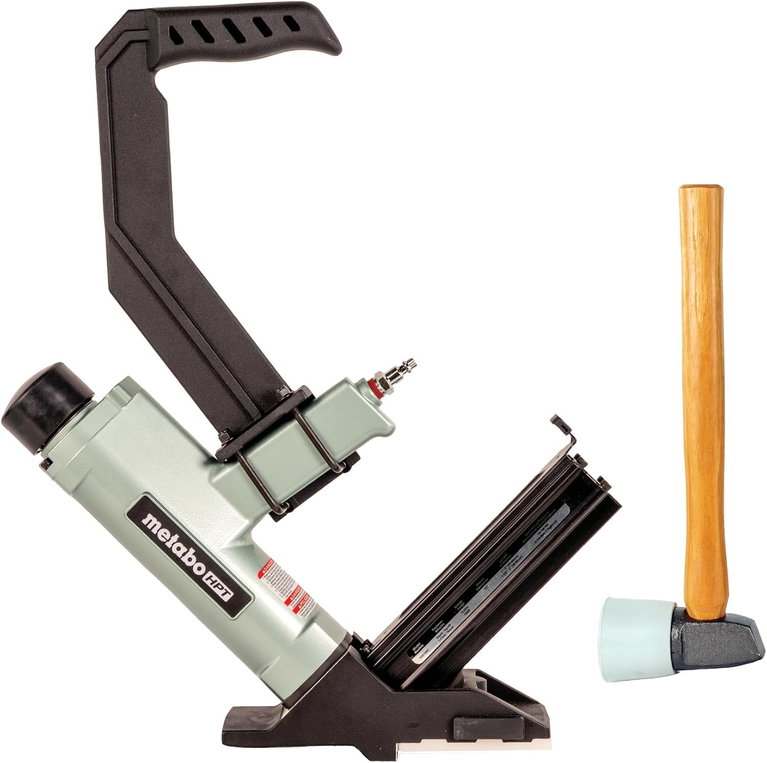 Metabo HPT 2-in-1 Flooring Nailer & Stapler, Accepts 16-Gauge L-Shaped Cleat Nails &15.5-Gauge 1/2-Inch Crown Flooring Staples, Mallet Actuated Pneumatic Operation, N5010AC