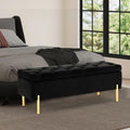 Velvet Storage Bench Ottoman,Versatile Seating with Hidden Storage,End of Bed Bench,Tufted Bench for Bedroom,Living Room,Entryway,Black