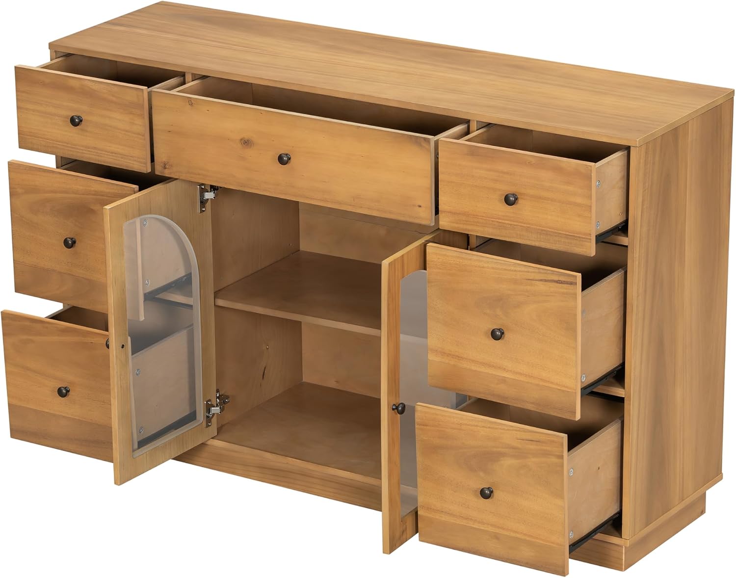 Christopher Knight Home Mia Modern Storage Cabinet with Doors and Drawers, Wooden Sideboard Cabinet with Adjustable Shelf, Freestanding Buffet Cabinet with Storage for Dining Room, Natural