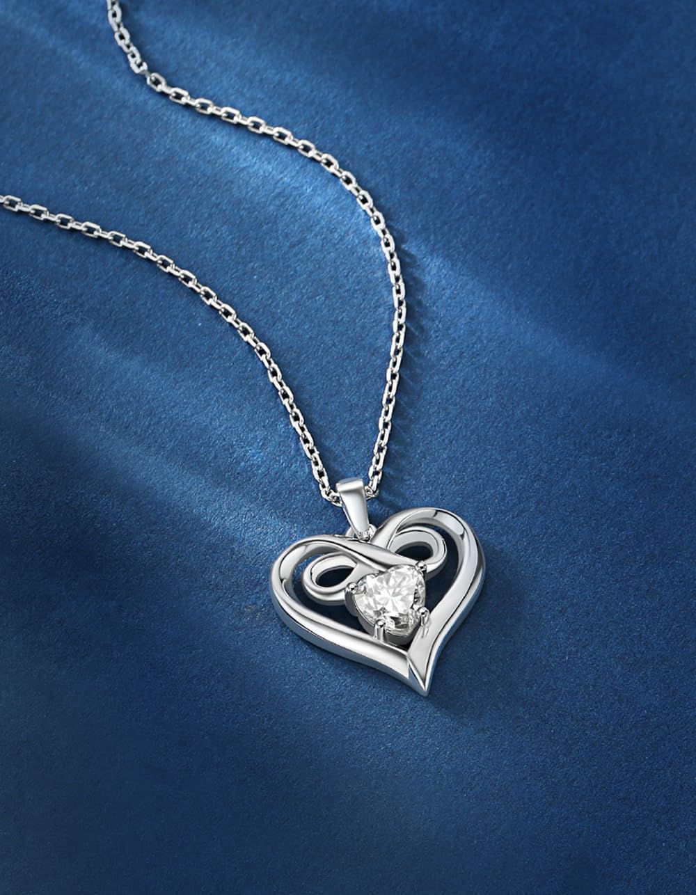 MomentWish Heart Necklace for Women, Jewelry Gifts for Her, D Color VVS1 Moissanite Necklace in 925 Sterling Silver, Infinity Pendent for Birthday Anniversary Mother's Day