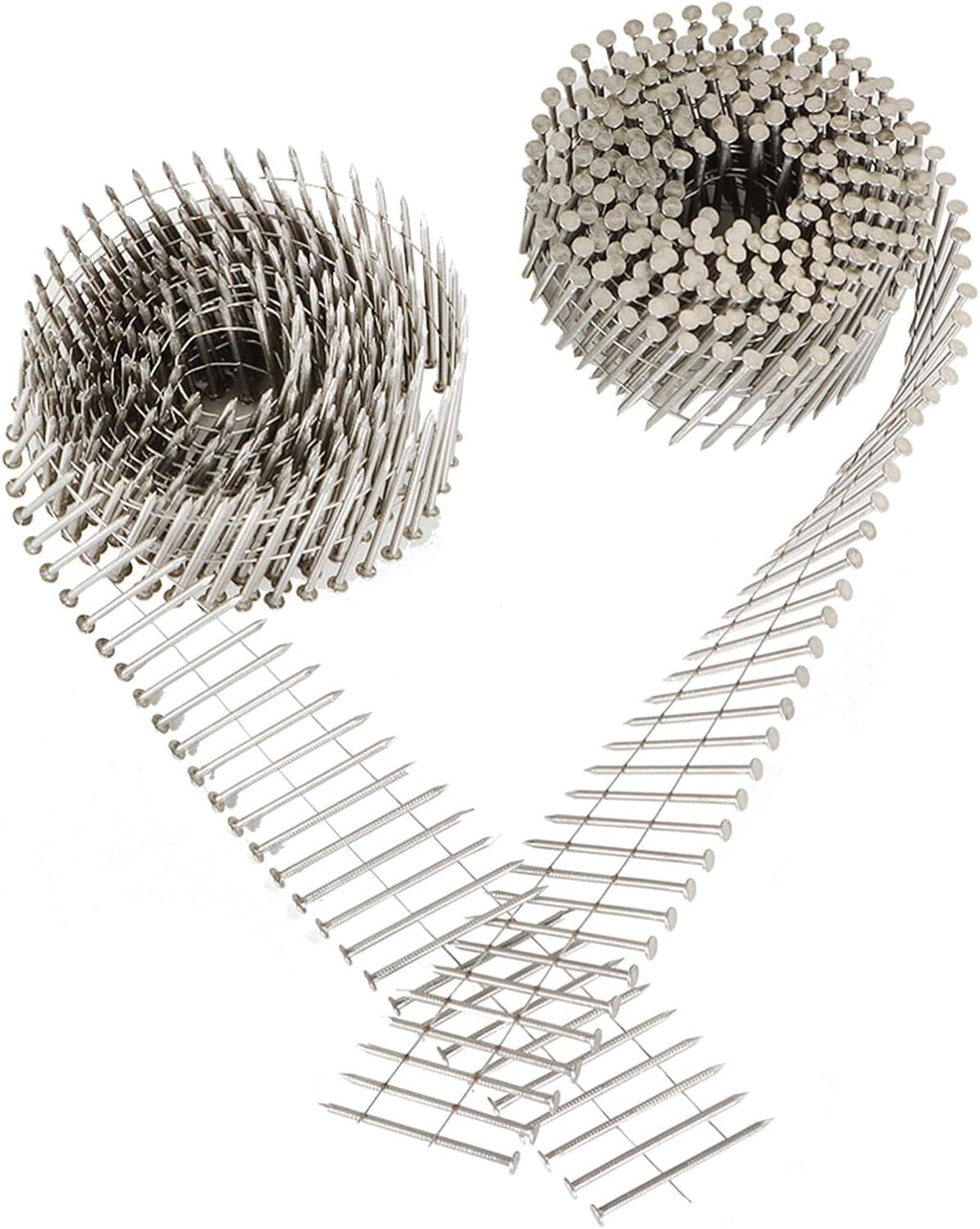 3600 Count 2in 15 Degree Coils 0.09in Ring Handle 304 Stainless Steel Wall Nail for Cement Board Siding