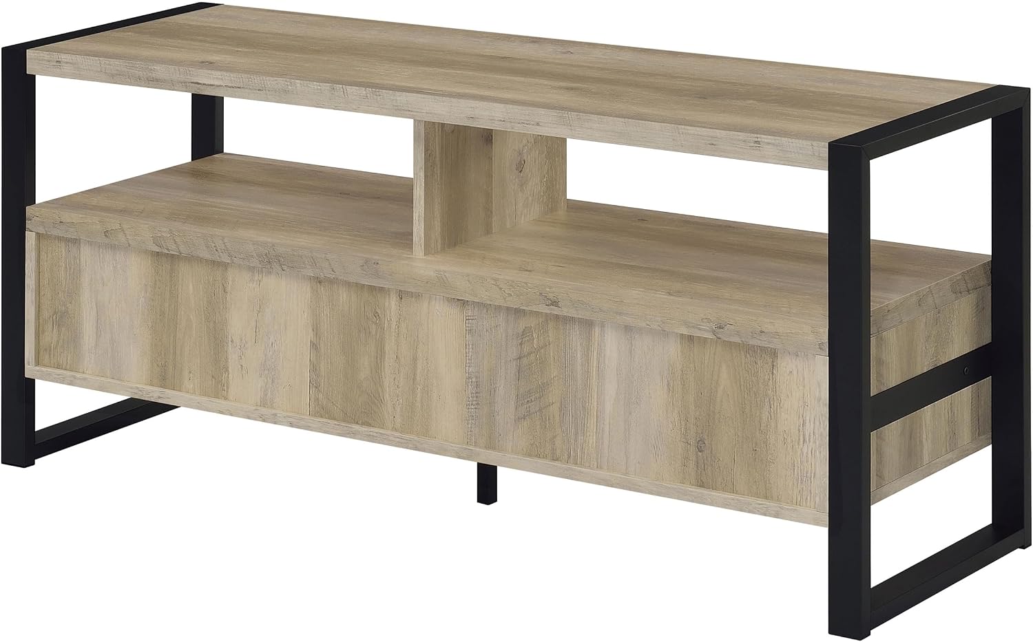 Coaster Home Furnishings - James - Engineered Wood & Metal - 48-inch 2-Drawer TV Stand with Stacked Design, 2 Open Compartments - Living Room - Distressed Pine - 704271