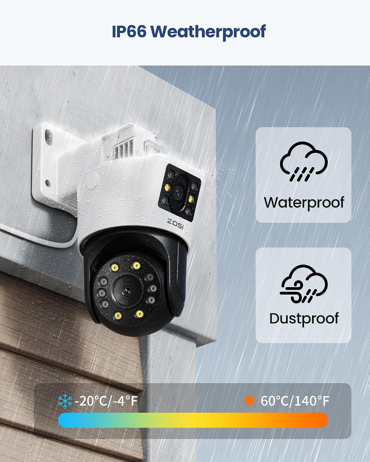 ZOSI 2 x C298 Pro 4K 8MP Dual-Lens(2x4MP) Add-on Security PoE IP Camera Outdoor, 360 View PT Camera, Person/Vehicle Detect, Spotlight Siren Alarms, Color Night Vision,Only Work with ZOSI PoE NVR