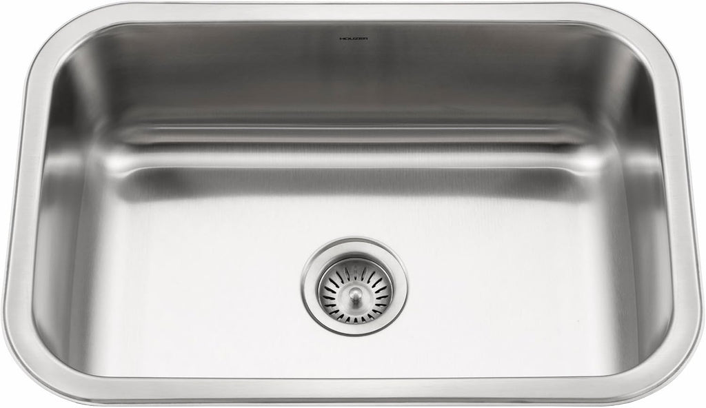 Houzer Medallion Designer Stainless Steel Kitchen Sink: 27 Inch Undermount Single D Bowl Sink with Strainer, Durable & Versatile, Essential for Home & Apartment: MS-2700-1