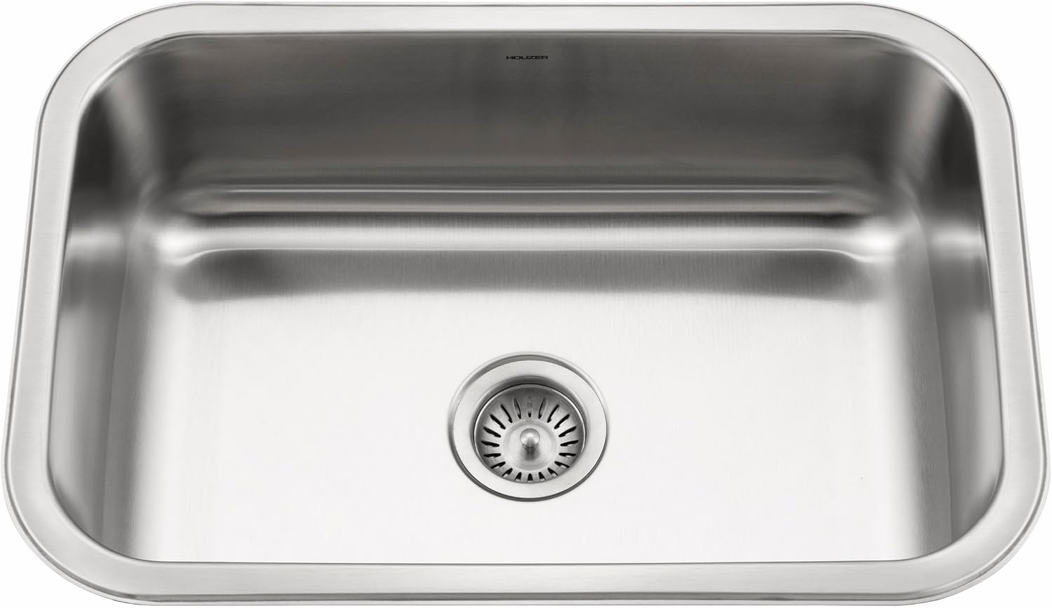 Houzer Medallion Designer Stainless Steel Kitchen Sink: 27 Inch Undermount Single D Bowl Sink with Strainer, Durable & Versatile, Essential for Home & Apartment: MS-2700-1